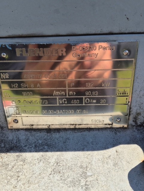 FLENDER gearbox nameplate supplied with the KESS tumbler photographs